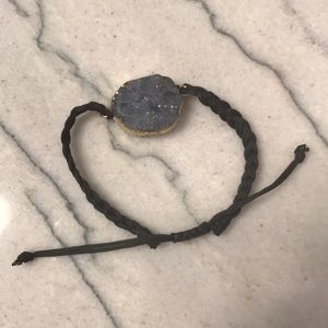 Geode on corded bracelet